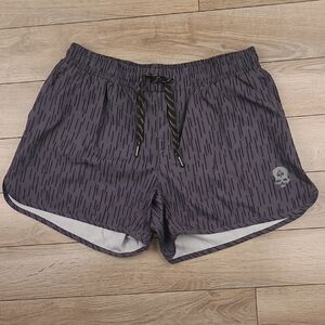 ZERO FOXTROT Grey Black Striped Military XL 5" Mens Athletic Workout Shorts NWOT